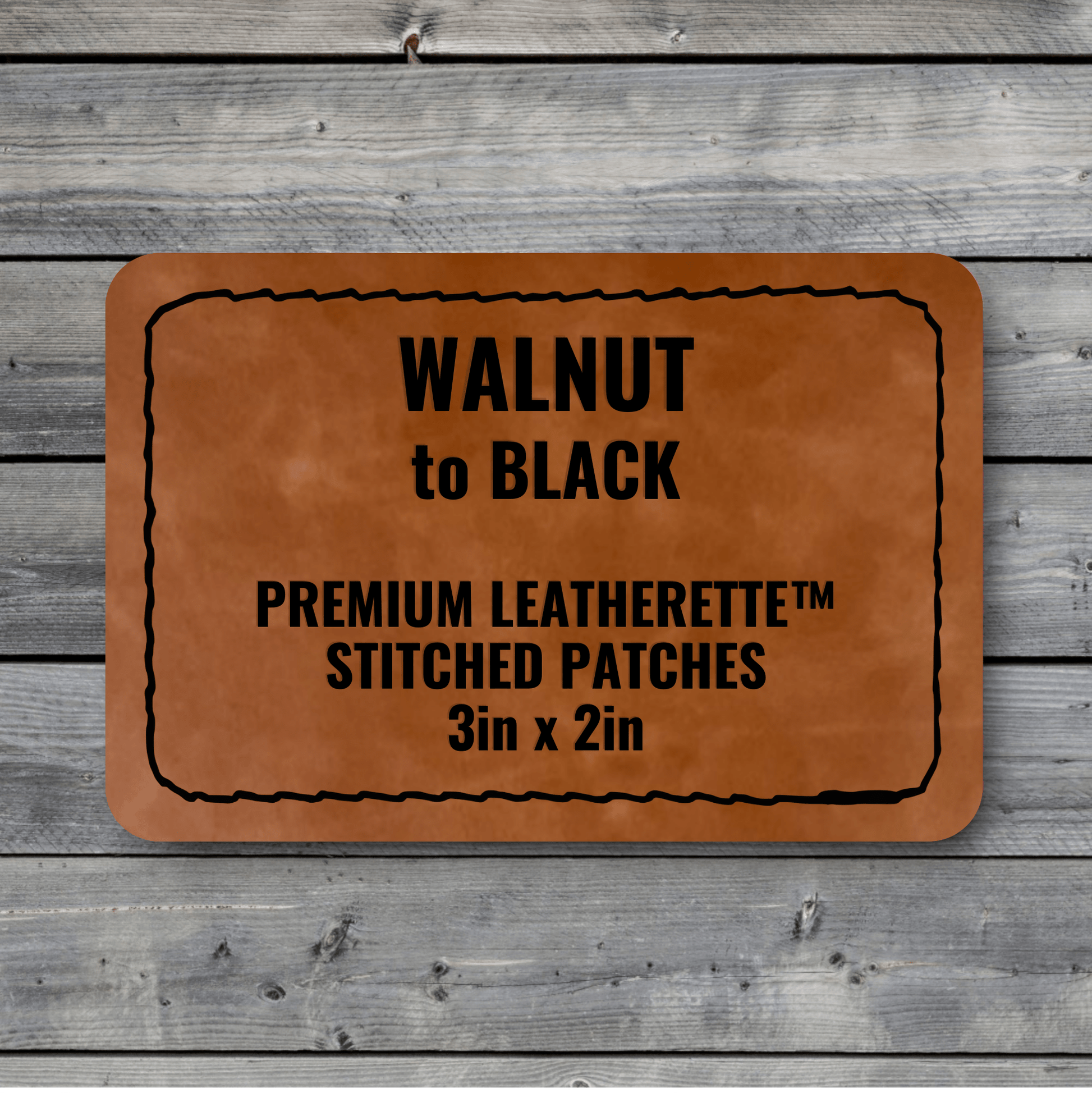 Stitched Patches: Heritage Walnut / Black Premium Leatherette™ - #LoneStar Adhesive#