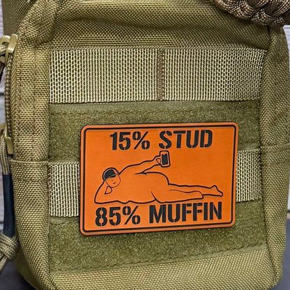 Stud Muffin Funny Morale Patch 2"x3" Hook & Loop | Made in USA - LoneStar Adhesive