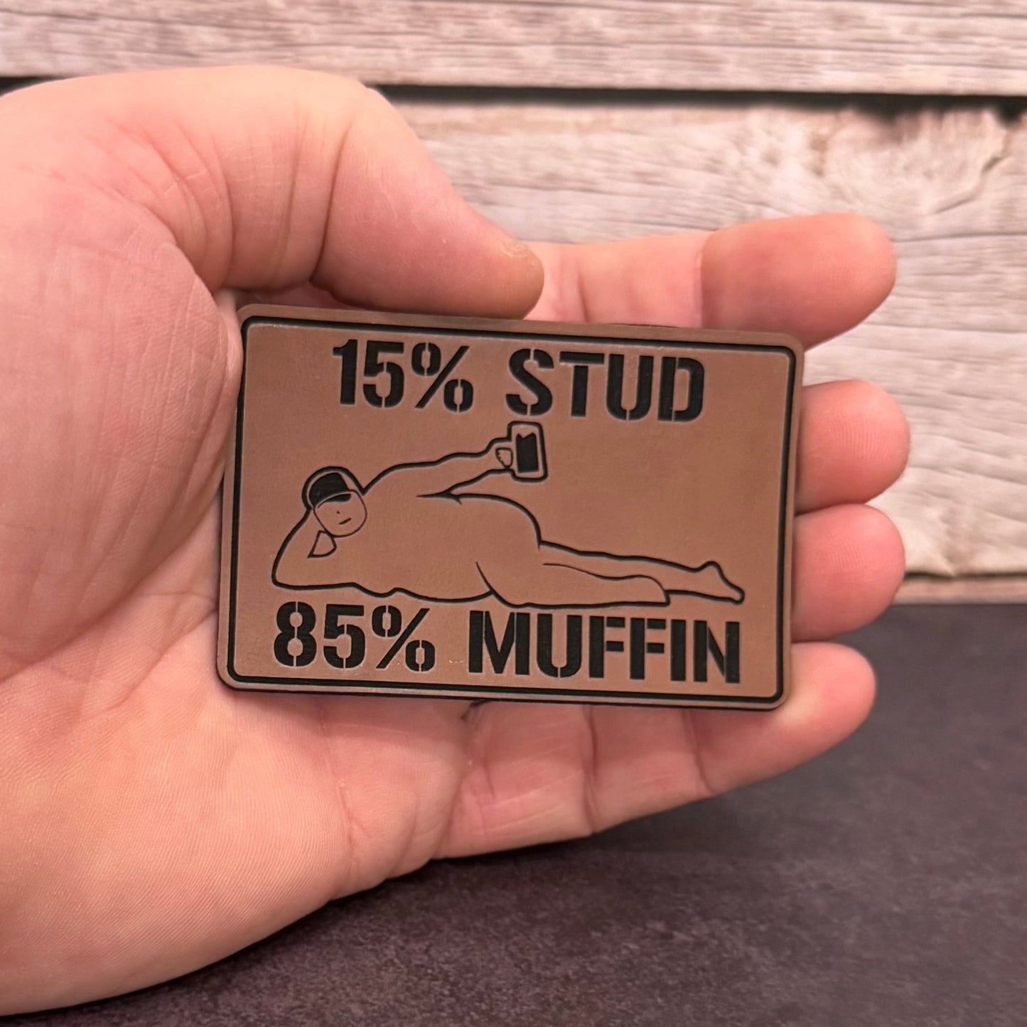 Stud Muffin Funny Morale Patch 2"x3" Hook & Loop | Made in USA - LoneStar Adhesive