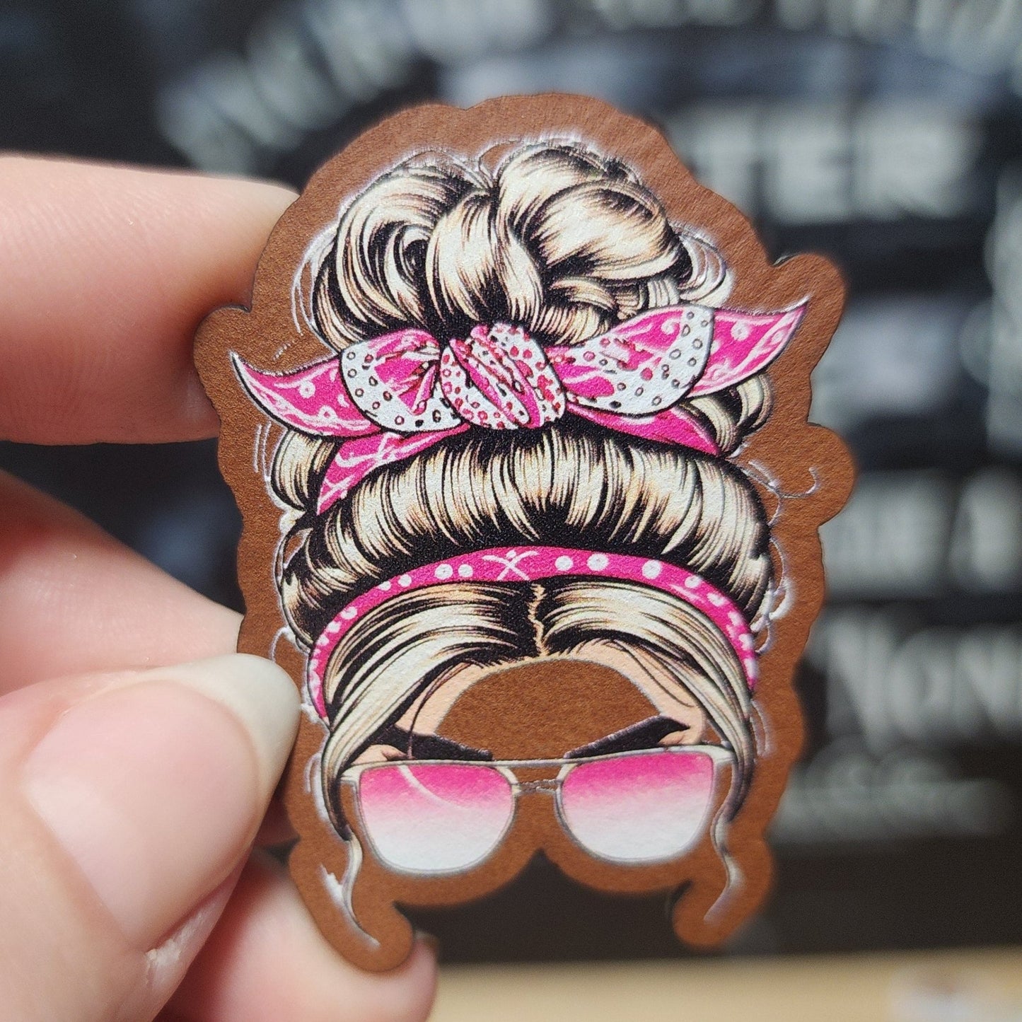 Stylish Hair and Sunglasses UV Printed Leatherette Hat Patch - MR01 - LoneStar Adhesive