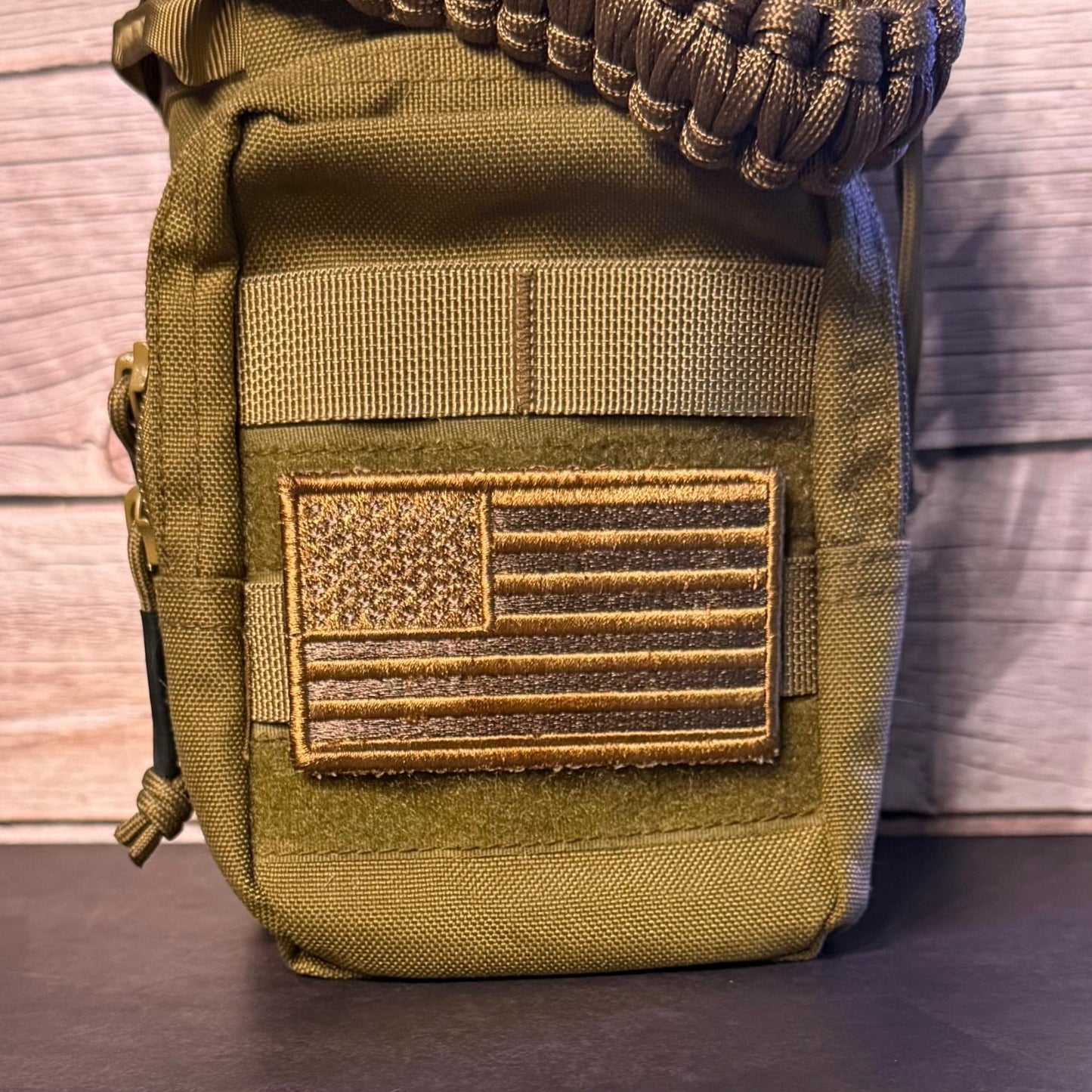 Subdued Coyote Brown American Flag Patch, 2x3.5" | Made in USA | VELCRO® Brand Hook Backing - LoneStar Adhesive
