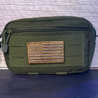 Subdued Coyote Brown American Flag Patch, 2x3.5" | Made in USA | VELCRO® Brand Hook Backing - LoneStar Adhesive