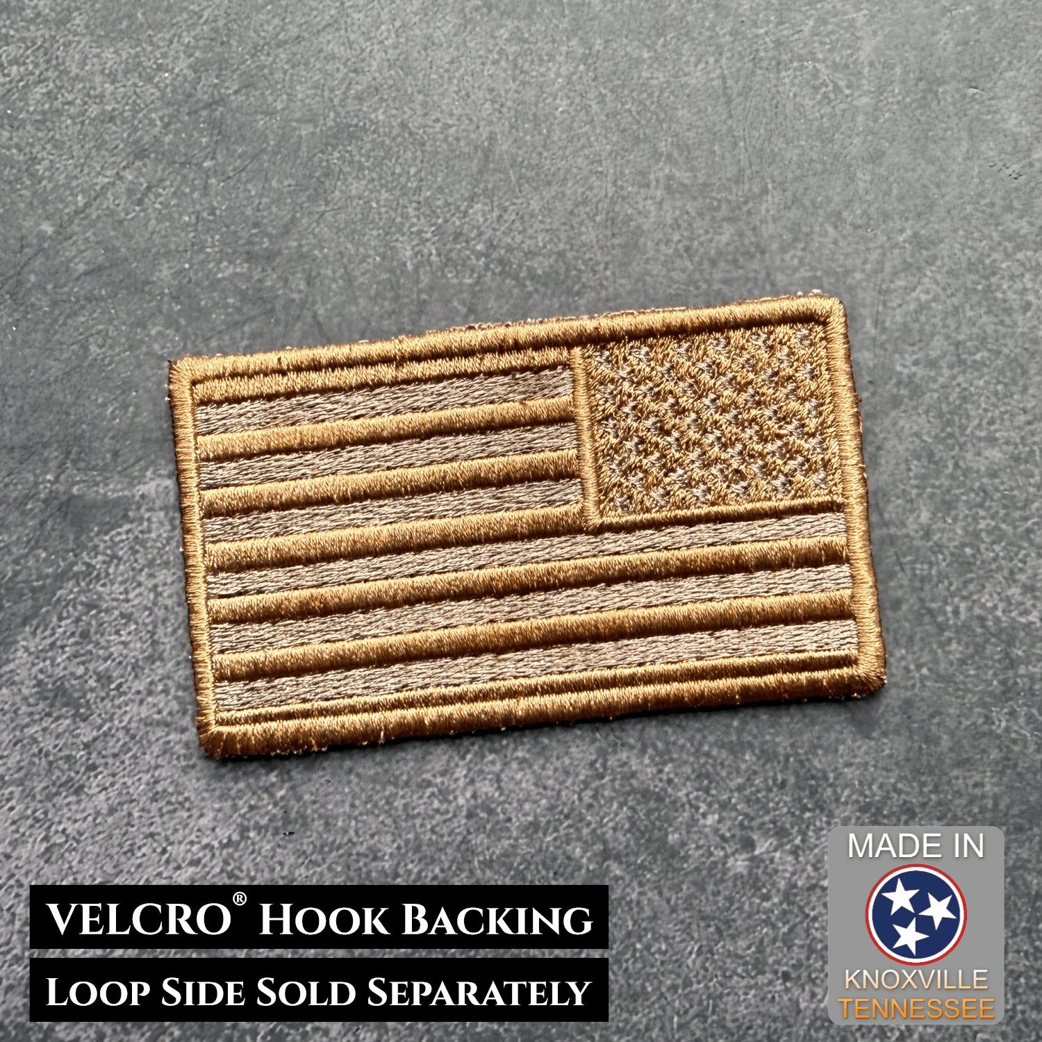 Subdued Coyote Brown American Flag VELCRO® Patch | Made in USA - LoneStar Adhesive