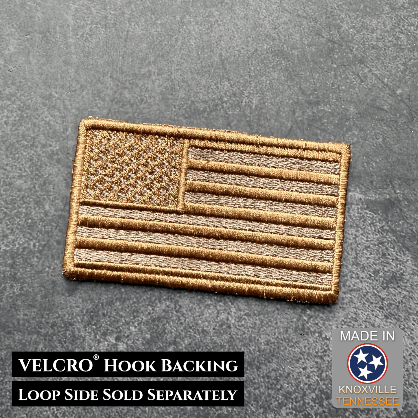 Subdued Coyote Brown American Flag VELCRO® Patch | Made in USA - LoneStar Adhesive
