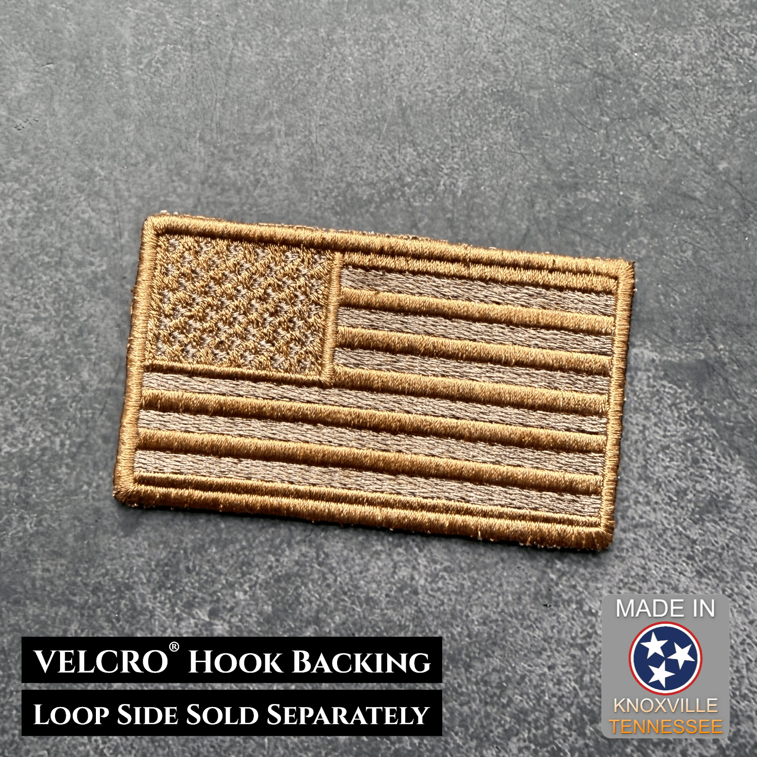 Subdued Coyote Brown American Flag VELCRO® Patch | Made in USA - LoneStar Adhesive