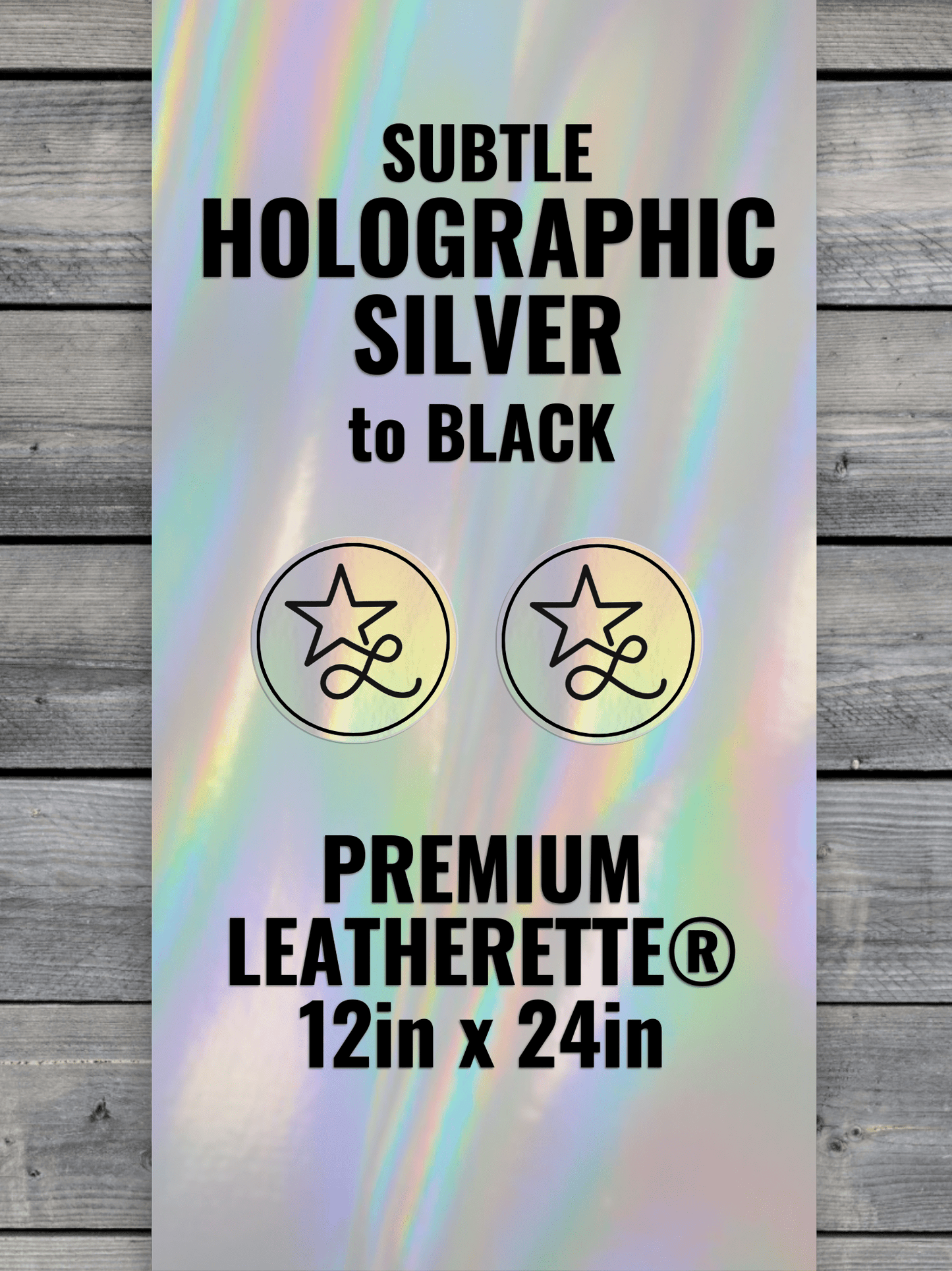 SUBTLE Holographic Silver / Black Durra - Bull Premium Leatherette® Sheets (12x24) - LoneStar Adhesive
