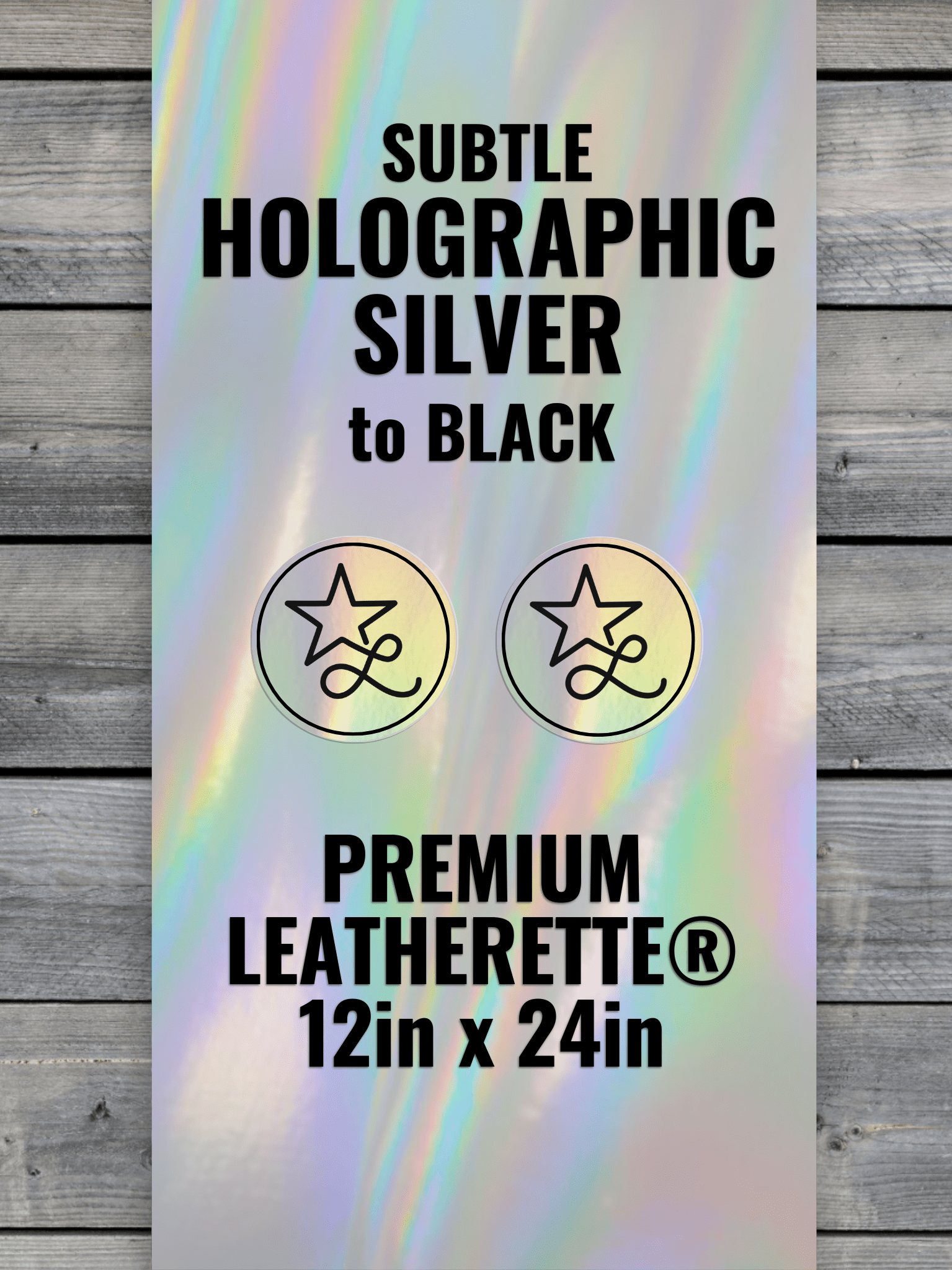 SUBTLE Holographic Silver / Black Durra - Bull Premium Leatherette® Sheets (12x24) - LoneStar Adhesive