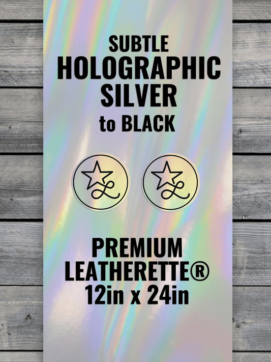 SUBTLE Holographic Silver / Black Durra - Bull Premium Leatherette® Sheets (12x24) - LoneStar Adhesive