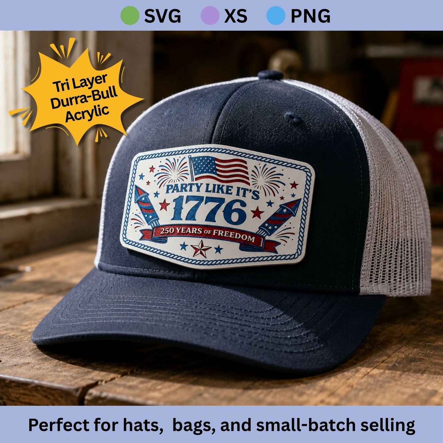 Summer Freedom Color Collection | Tri-Color Acrylic Patriotic Patch SVG Files - LoneStar Adhesive