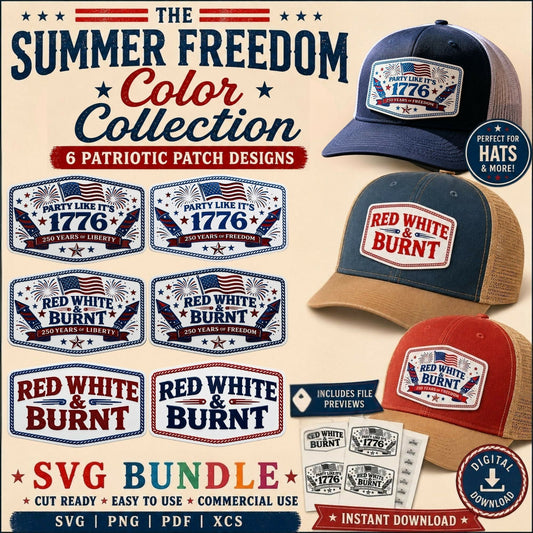 Summer Freedom Color Collection | Tri-Color Acrylic Patriotic Patch SVG Files - LoneStar Adhesive