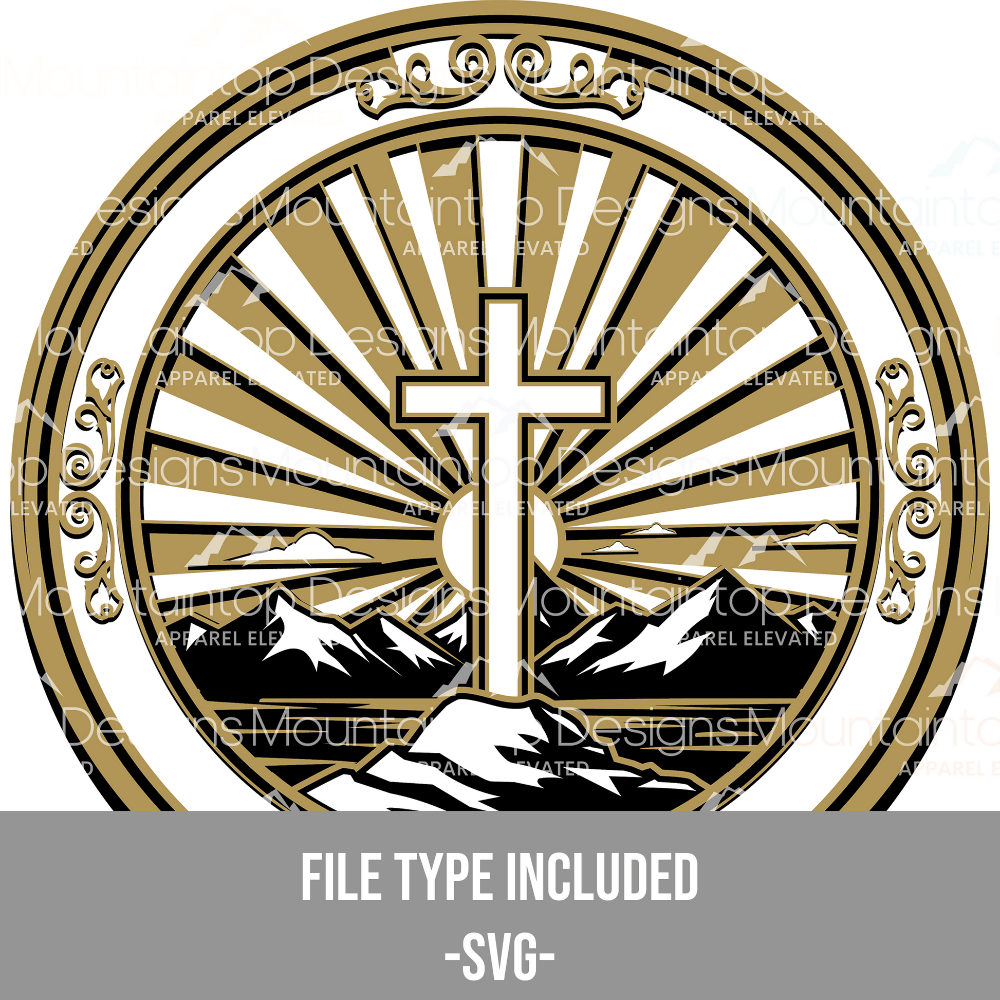 Sunset Cross Circular – SVG Digital File for Tri - Layer Engraving - LoneStar Adhesive