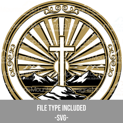 Sunset Cross Circular – SVG Digital File for Tri - Layer Engraving - LoneStar Adhesive