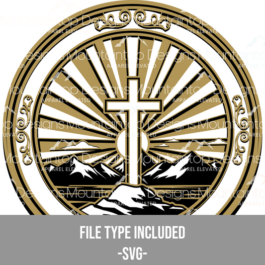Sunset Cross Circular – SVG Digital File for Tri - Layer Engraving - LoneStar Adhesive