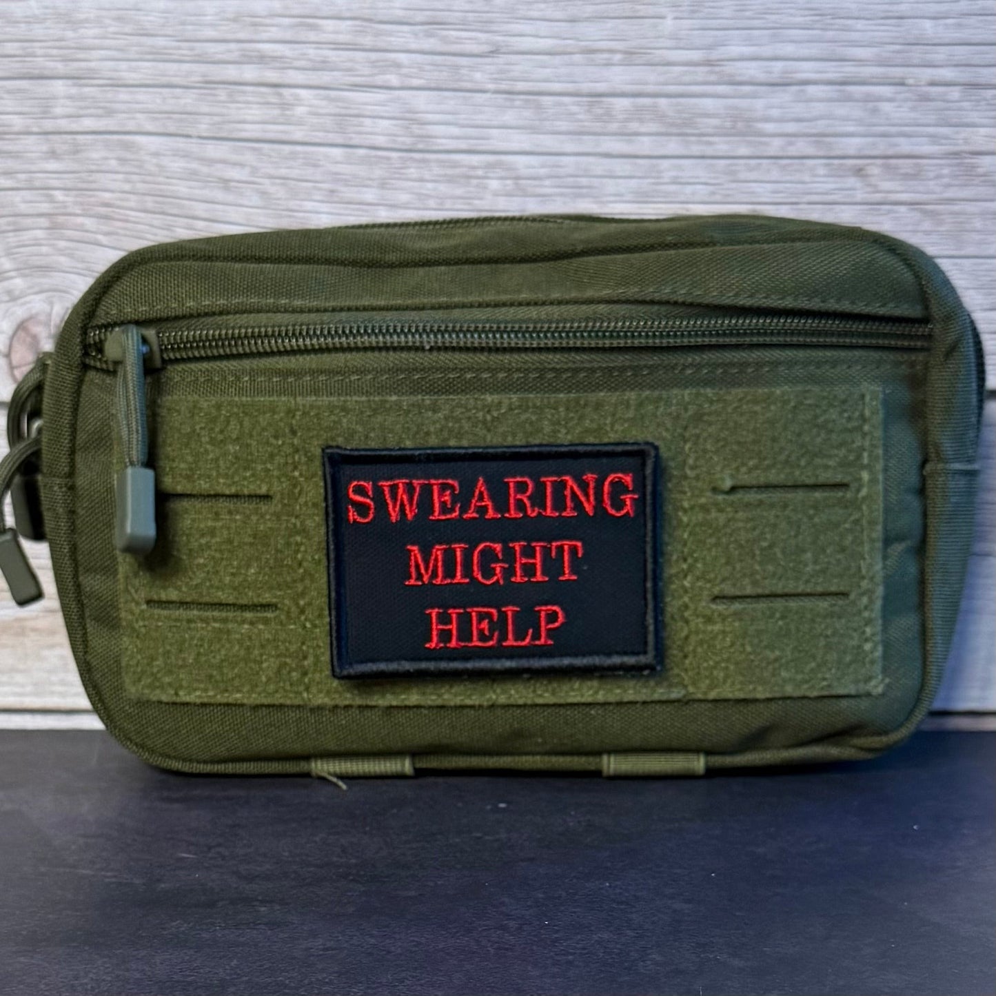 Swearing Might Help Funny Morale Patch, 2x3" | Made in USA | VELCRO® Brand Hook Backing - LoneStar Adhesive