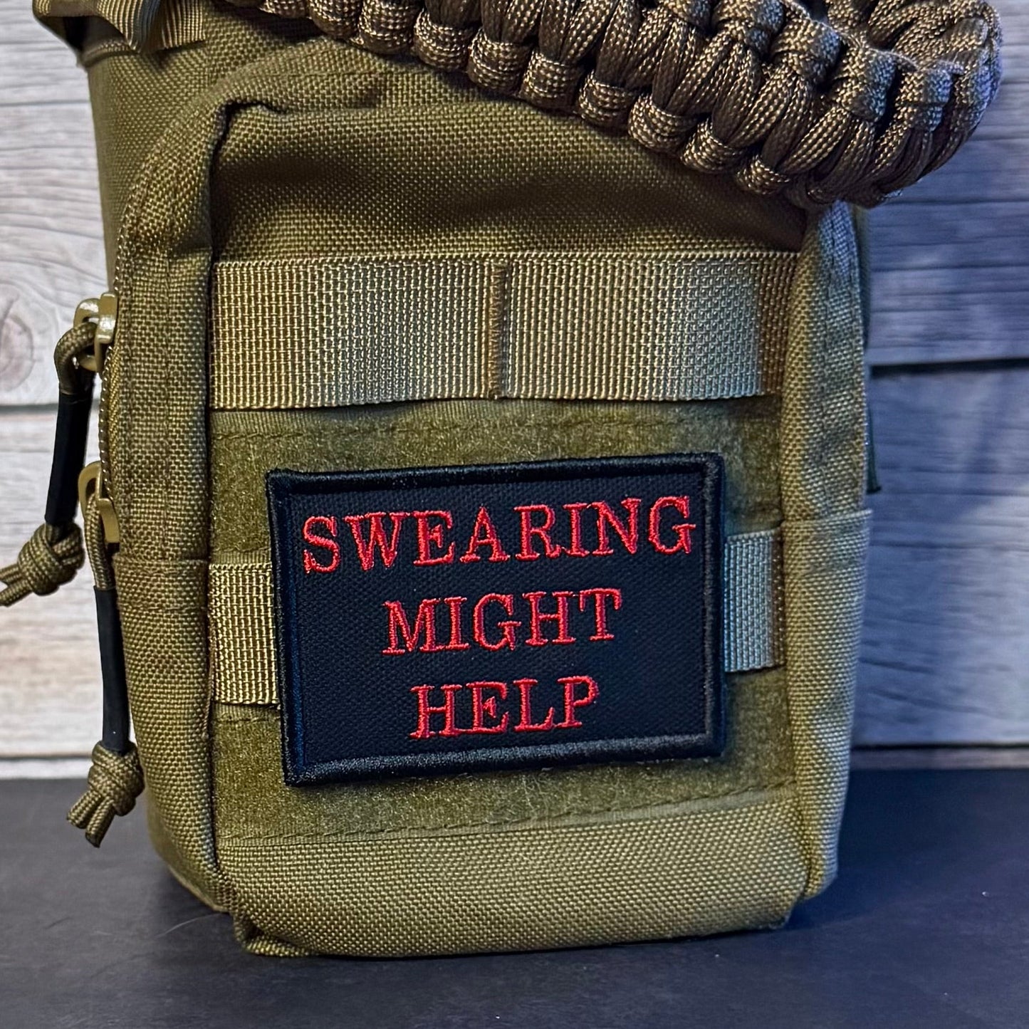 Swearing Might Help Funny Morale Patch, 2x3" | Made in USA | VELCRO® Brand Hook Backing - LoneStar Adhesive