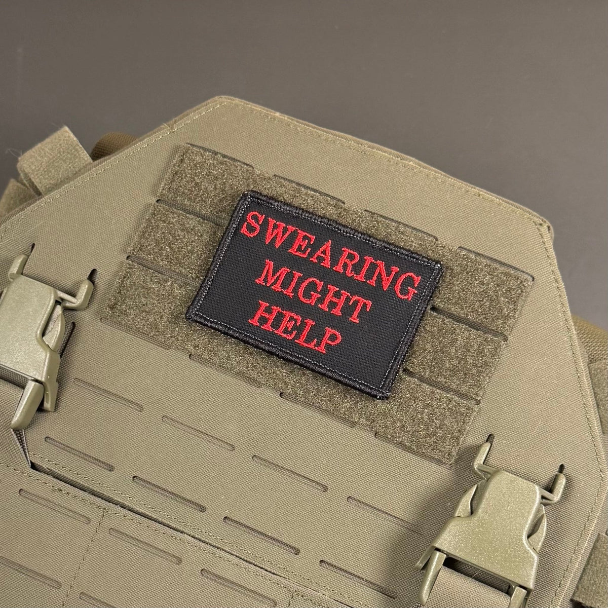 Swearing Might Help Funny Morale Patch, 2x3" | Made in USA | VELCRO® Brand Hook Backing - LoneStar Adhesive