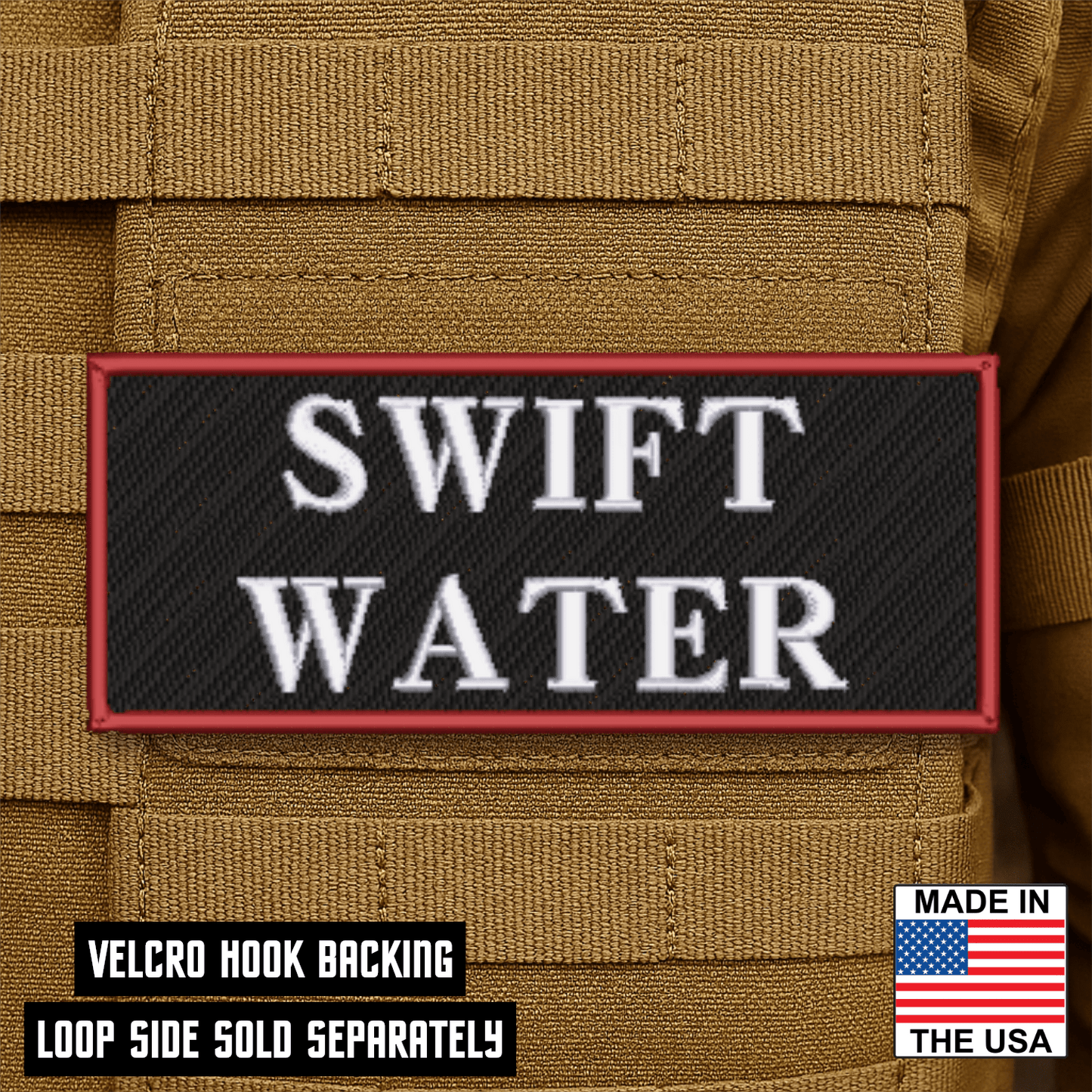 Swiftwater Rescue ID Plate Carrier Patch 2.5" x 6" Hook & Loop | Made in USA - LoneStar Adhesive