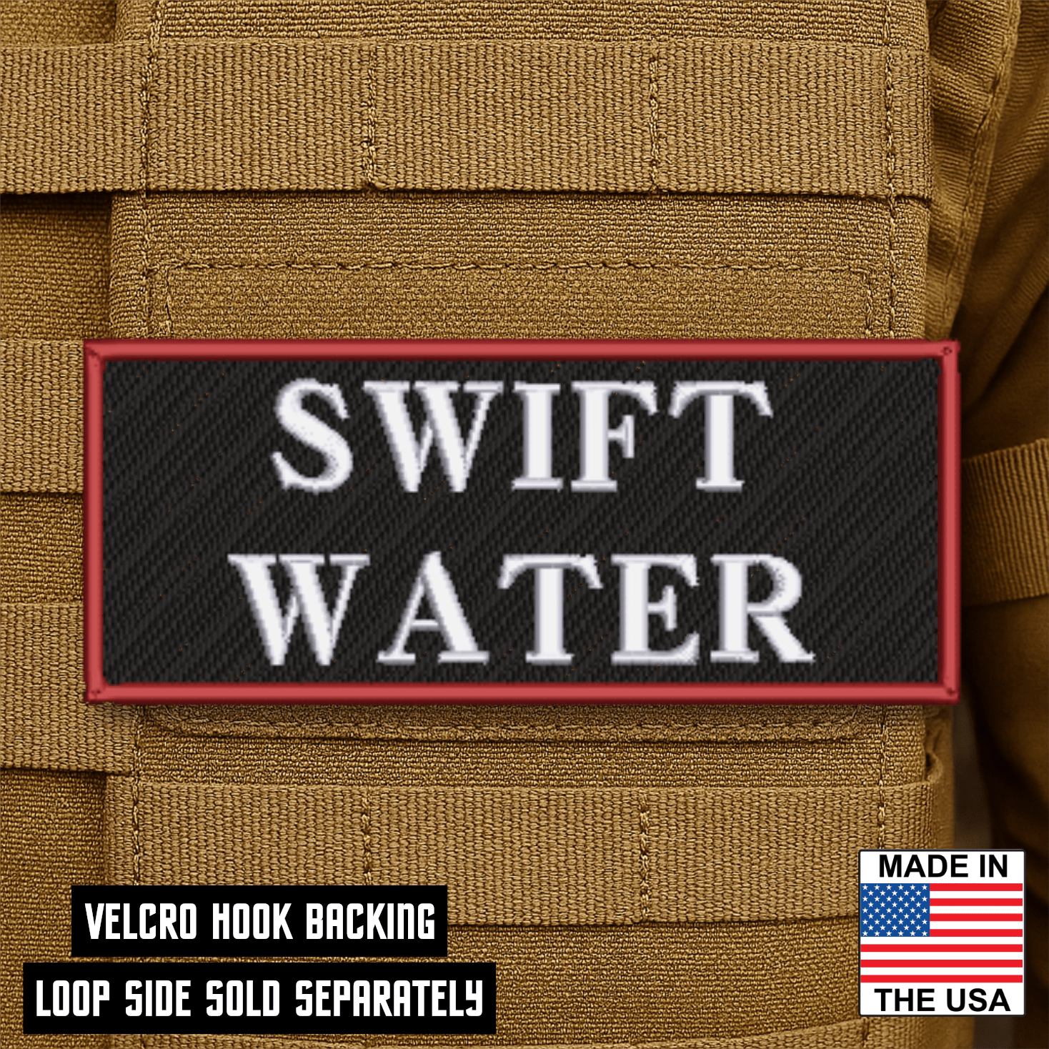 Swiftwater Rescue ID Plate Carrier Patch 2.5" x 6" Hook & Loop | Made in USA - LoneStar Adhesive