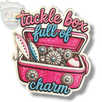 Tackle Box Full of Charm UV Printed Embroidery Look Patch - LoneStar Adhesive