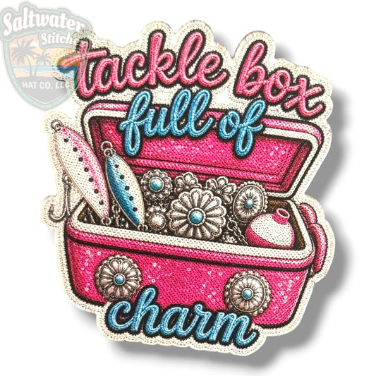 Tackle Box Full of Charm UV Printed Embroidery Look Patch - LoneStar Adhesive