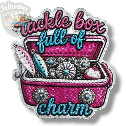 Tackle Box Full of Charm UV Printed Embroidery Look Patch - LoneStar Adhesive