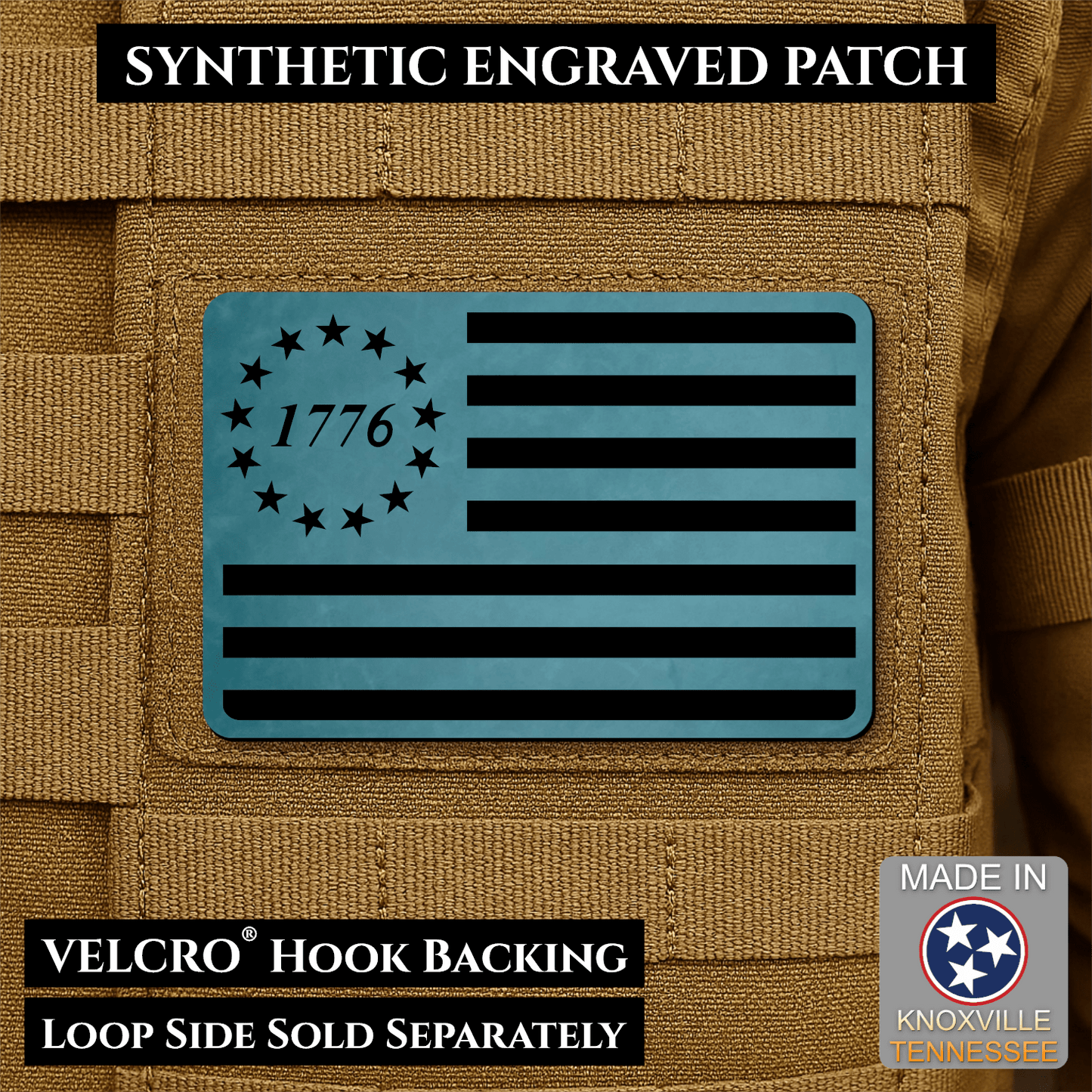 Tactical 1776 America 250th Flag Patch | Made in USA | VELCRO® Brand Hook Backing - LoneStar Adhesive