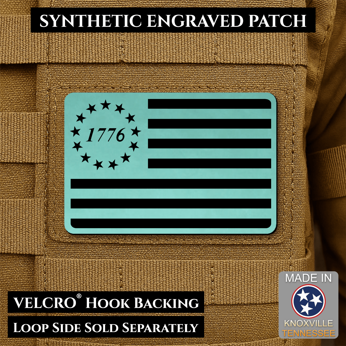 Tactical 1776 America 250th Flag Patch | Made in USA | VELCRO® Brand Hook Backing - LoneStar Adhesive