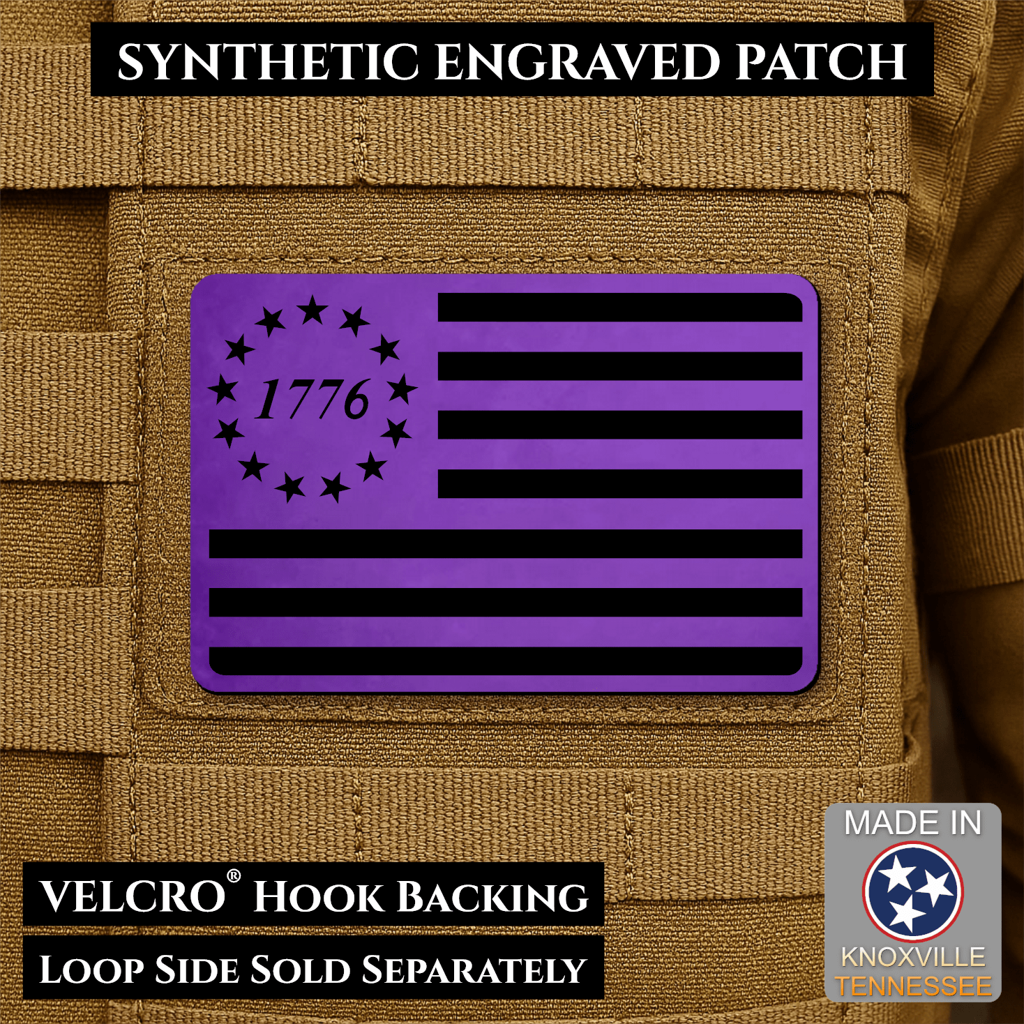 Tactical 1776 America 250th Flag Patch | Made in USA | VELCRO® Brand Hook Backing - LoneStar Adhesive