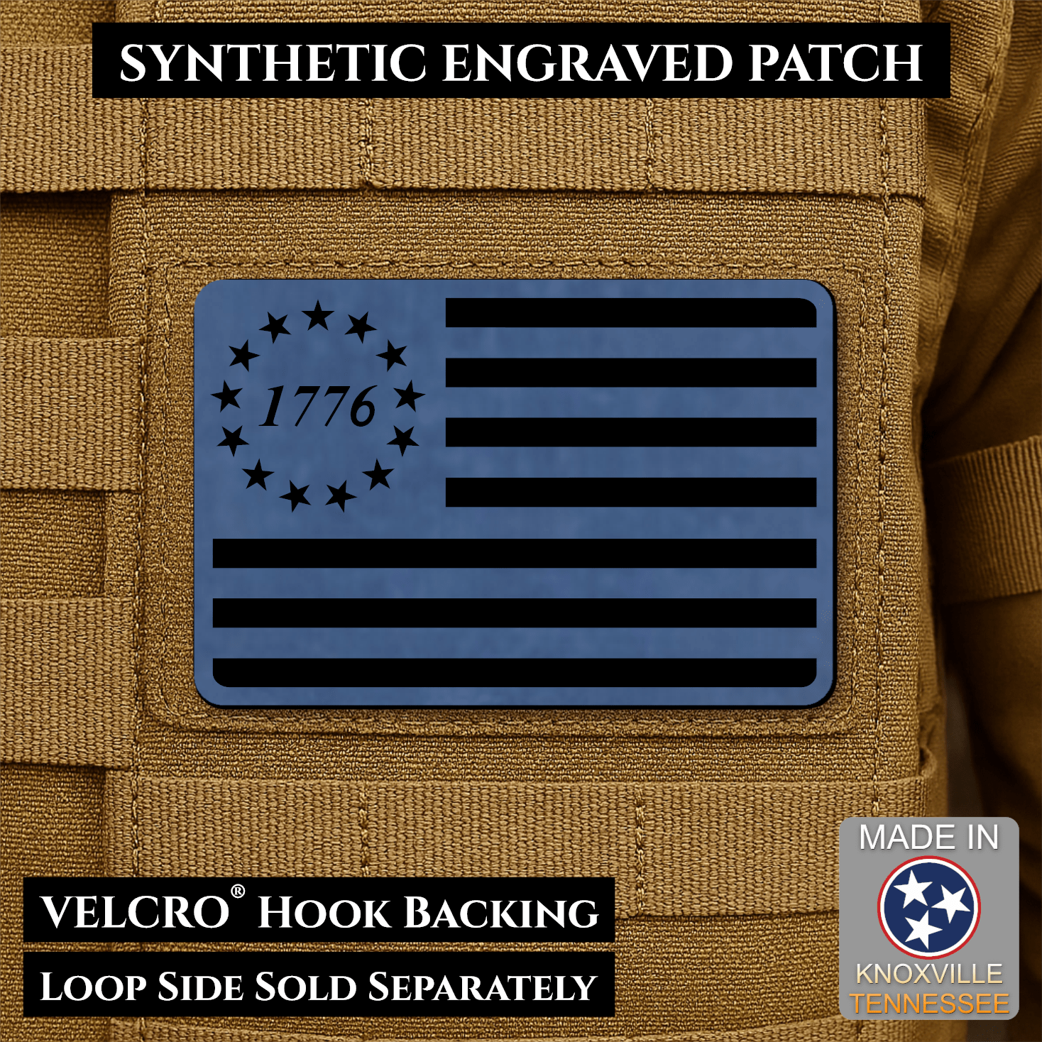 Tactical 1776 America 250th Flag Patch | Made in USA | VELCRO® Brand Hook Backing - LoneStar Adhesive