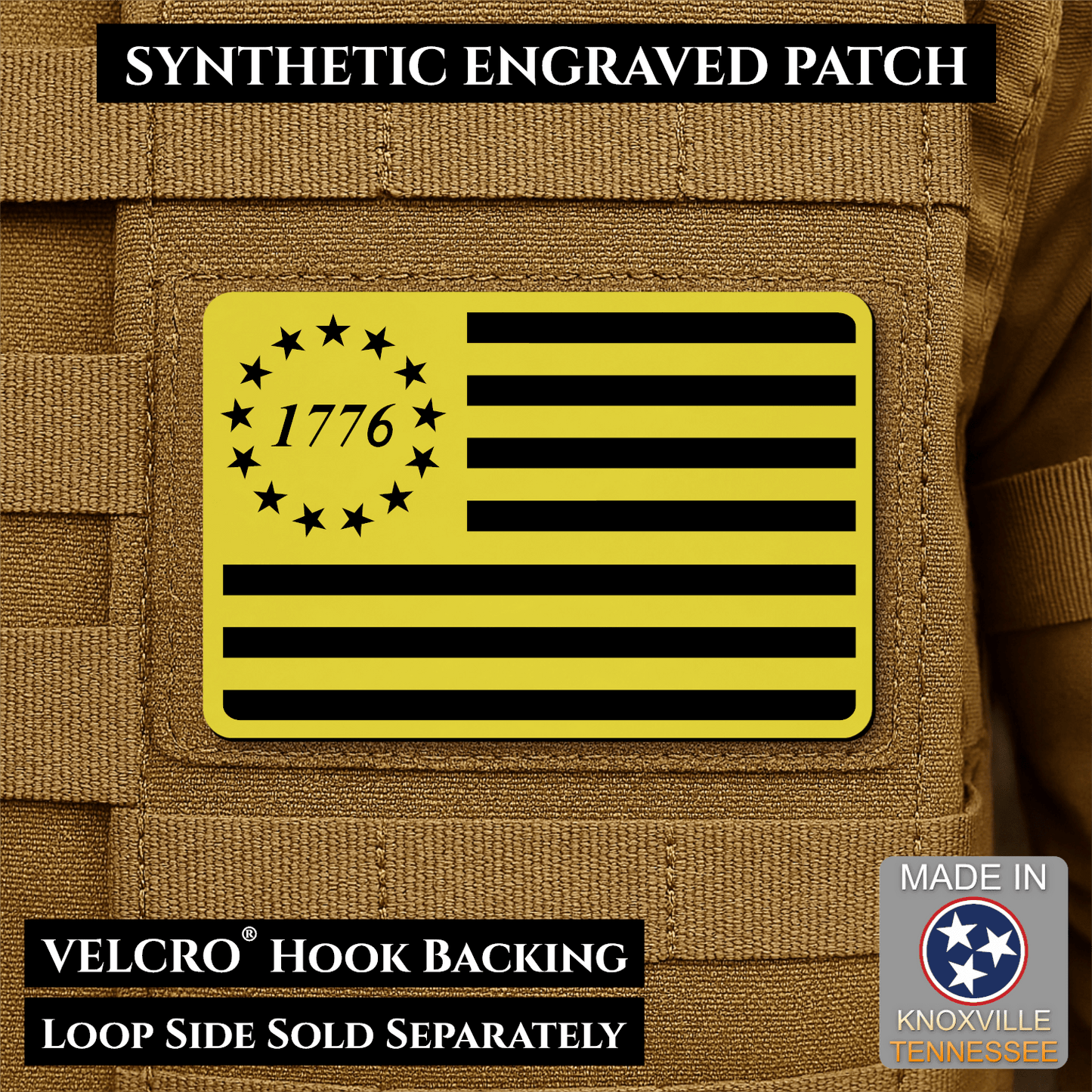 Tactical 1776 America 250th Flag Patch | Made in USA | VELCRO® Brand Hook Backing - LoneStar Adhesive