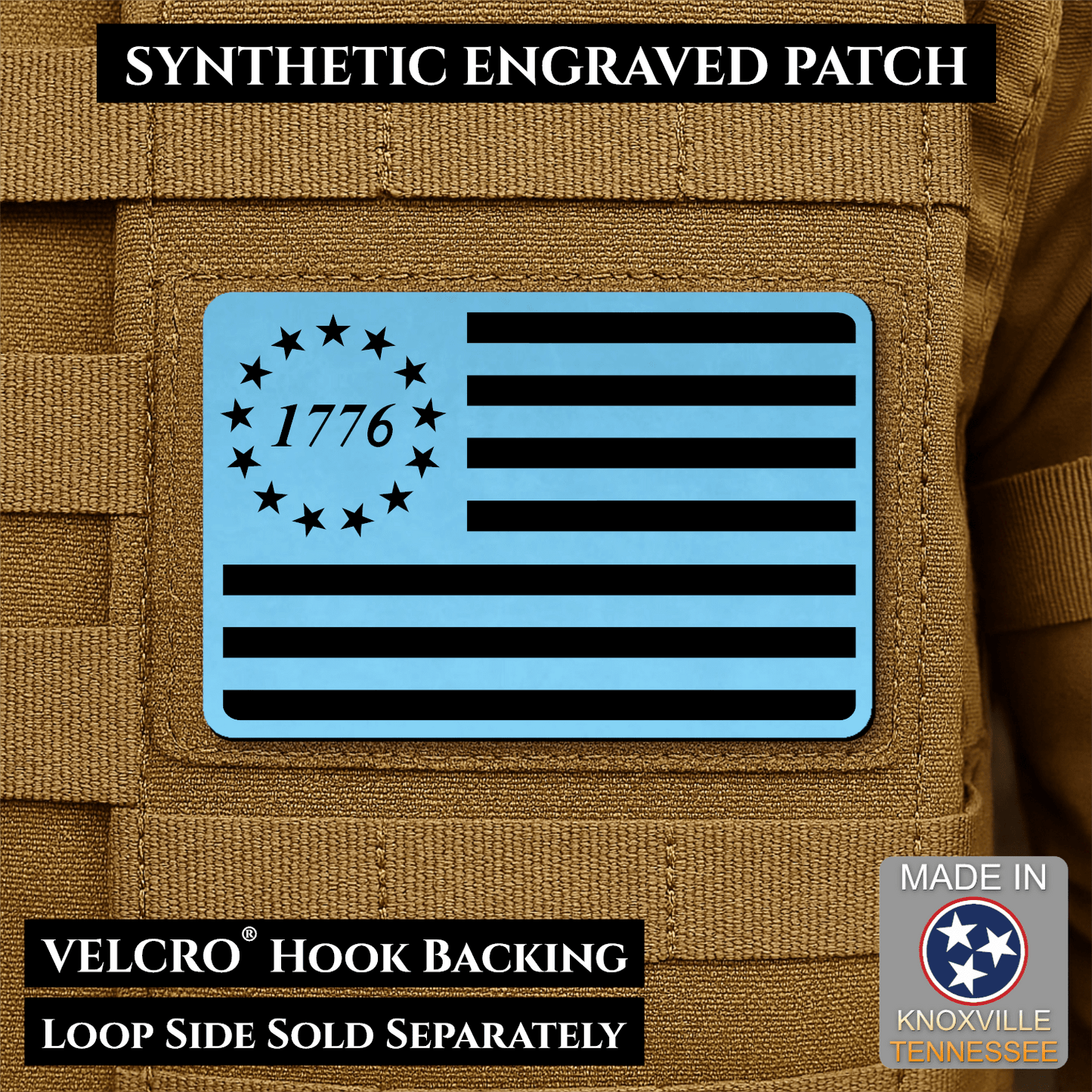 Tactical 1776 America 250th Flag Patch | Made in USA | VELCRO® Brand Hook Backing - LoneStar Adhesive