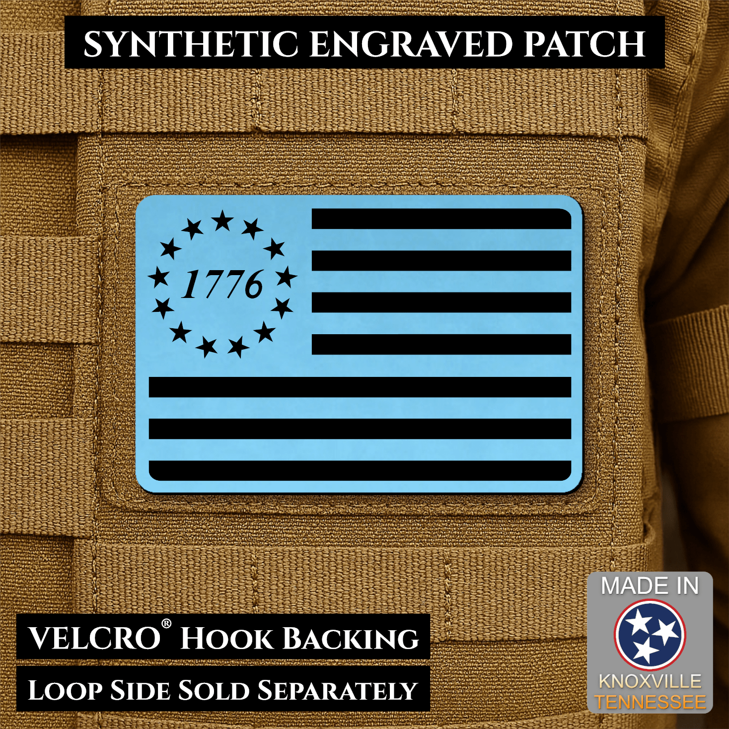 Tactical 1776 America 250th Flag Patch | Made in USA | VELCRO® Brand Hook Backing - LoneStar Adhesive