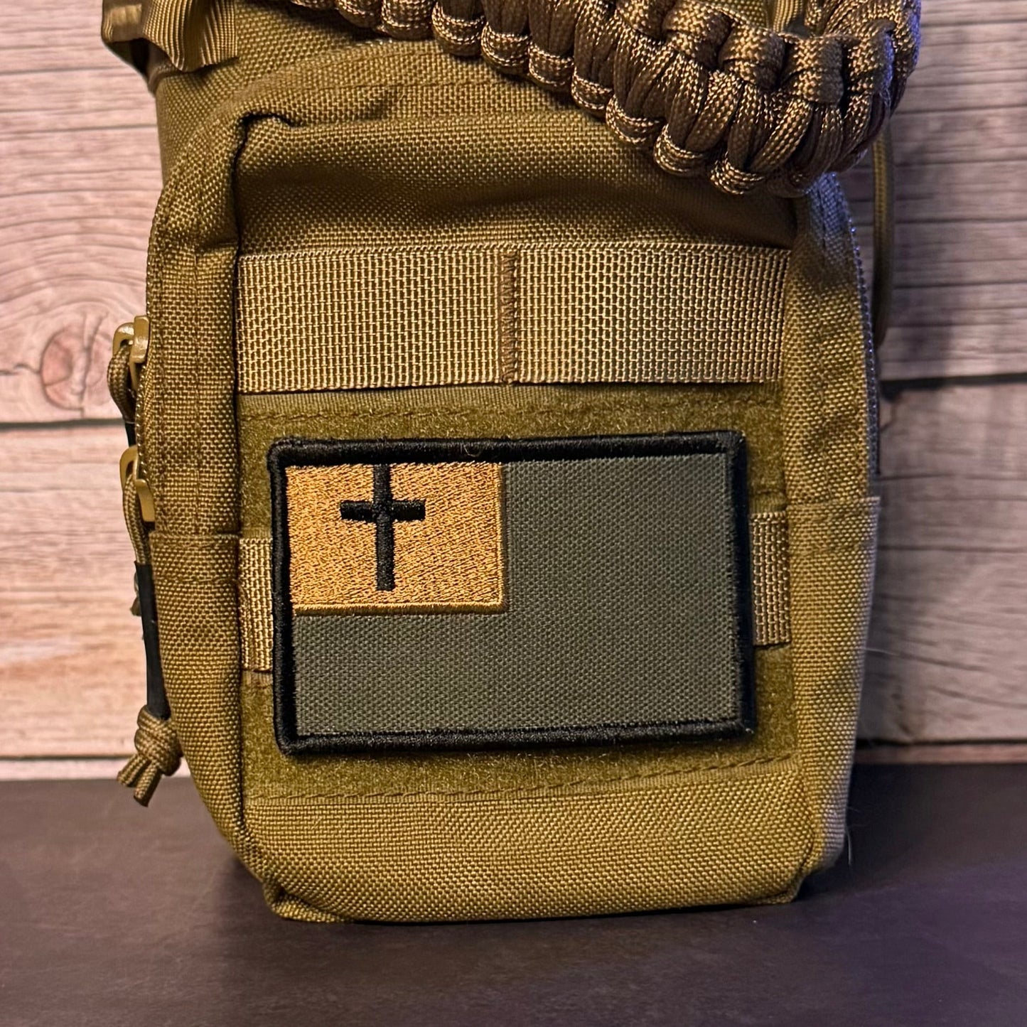 Tactical and White/Blue Christian Flag Patches, 2x3.5" | Made in USA | VELCRO® Brand Hook Backing - LoneStar Adhesive