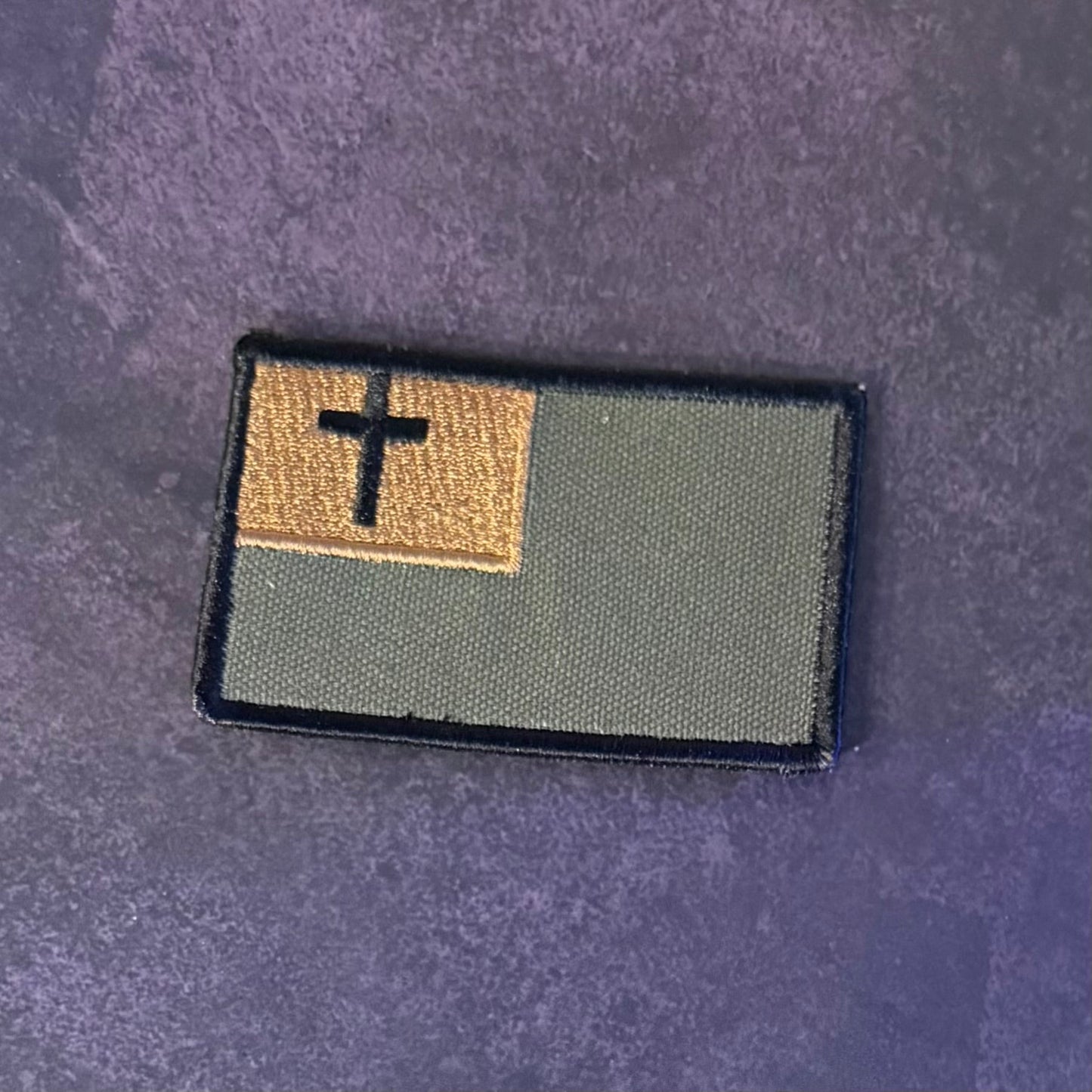 Tactical and White/Blue Christian Flag Patches, 2x3.5" | Made in USA | VELCRO® Brand Hook Backing - LoneStar Adhesive