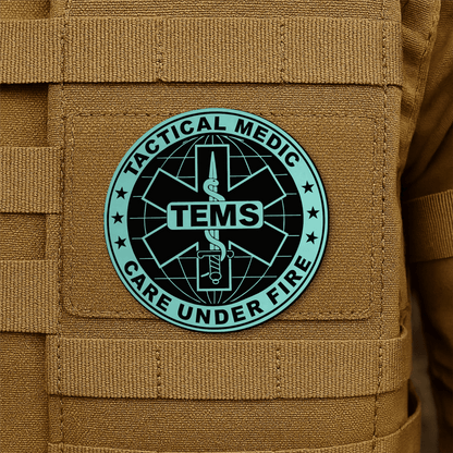 Tactical EMS Medic Morale Patch – 3” Round Hook & Loop Patch | Care Under Fire | Made in USA - LoneStar Adhesive