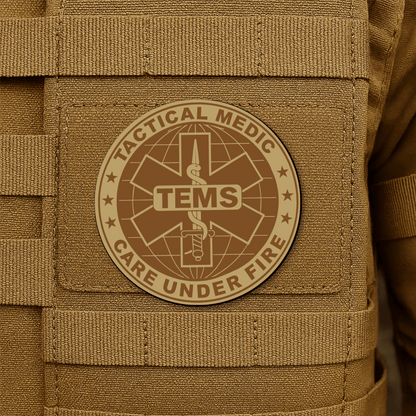 Tactical EMS Medic Morale Patch – 3” Round Hook & Loop Patch | Care Under Fire | Made in USA - LoneStar Adhesive