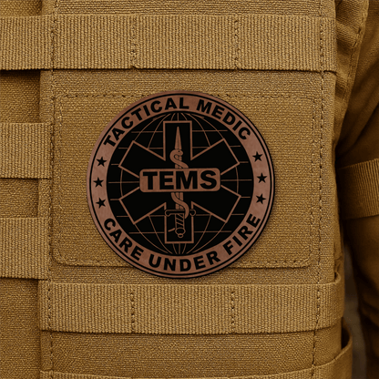 Tactical EMS Medic Morale Patch – 3” Round Hook & Loop Patch | Care Under Fire | Made in USA - LoneStar Adhesive