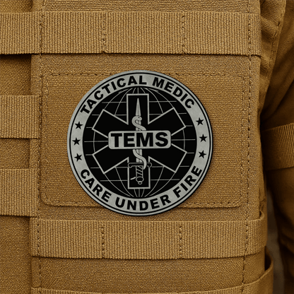 Tactical EMS Medic Morale Patch – 3” Round Hook & Loop Patch | Care Under Fire | Made in USA - LoneStar Adhesive