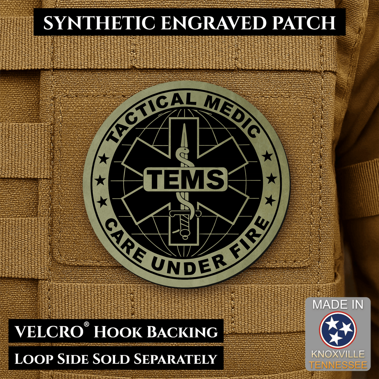 Tactical EMS Medic Morale Patch | Made in USA | VELCRO® Brand Hook Backing - LoneStar Adhesive