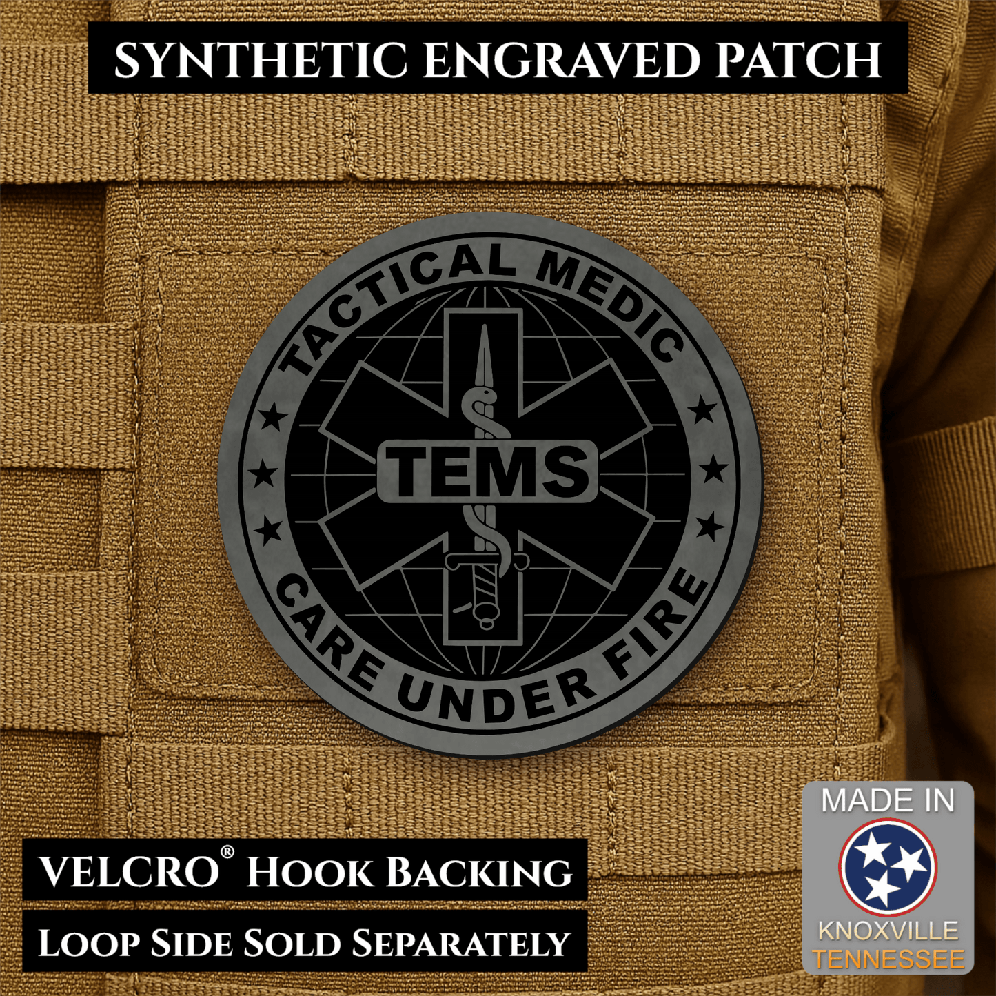 Tactical EMS Medic Morale Patch | Made in USA | VELCRO® Brand Hook Backing - LoneStar Adhesive
