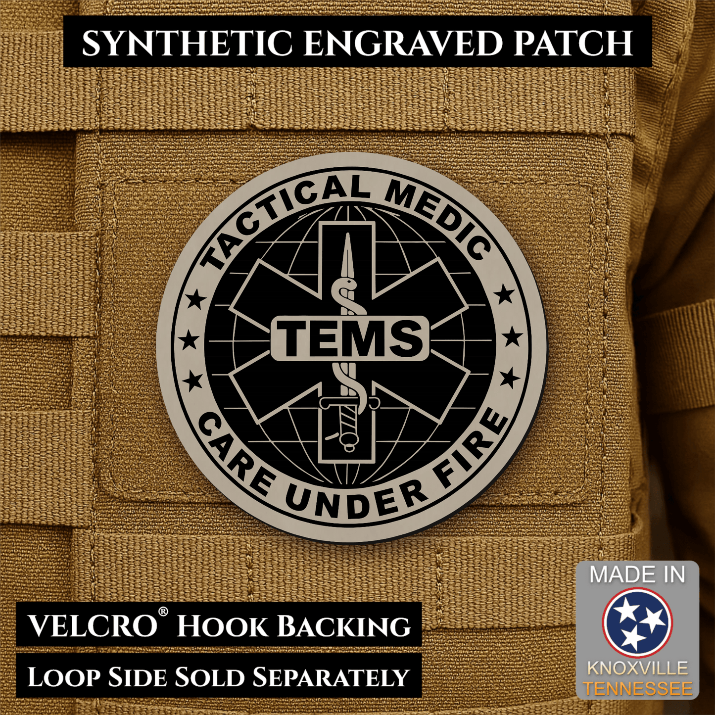 Tactical EMS Medic Morale Patch | Made in USA | VELCRO® Brand Hook Backing - LoneStar Adhesive