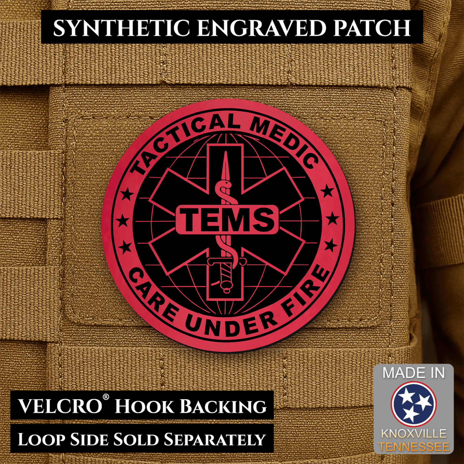 Tactical EMS Medic Morale Patch | Made in USA | VELCRO® Brand Hook Backing - LoneStar Adhesive