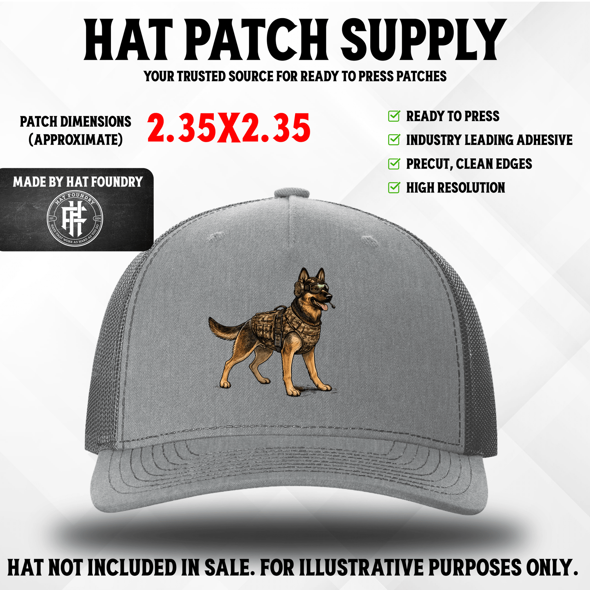 Tactical German Shepherd UV Hat Patch - LoneStar Adhesive