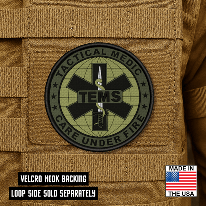 Tactical Medic TEMS Morale Patch 3" Round Hook & Loop | Made in USA - LoneStar Adhesive