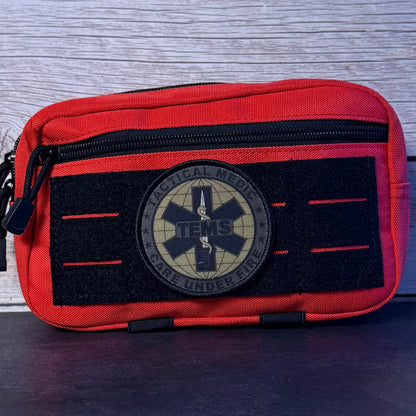 Tactical Medic TEMS Morale Patch, Care Under Fire, 3" Round | Made in USA | VELCRO® Brand Hook Backing - LoneStar Adhesive