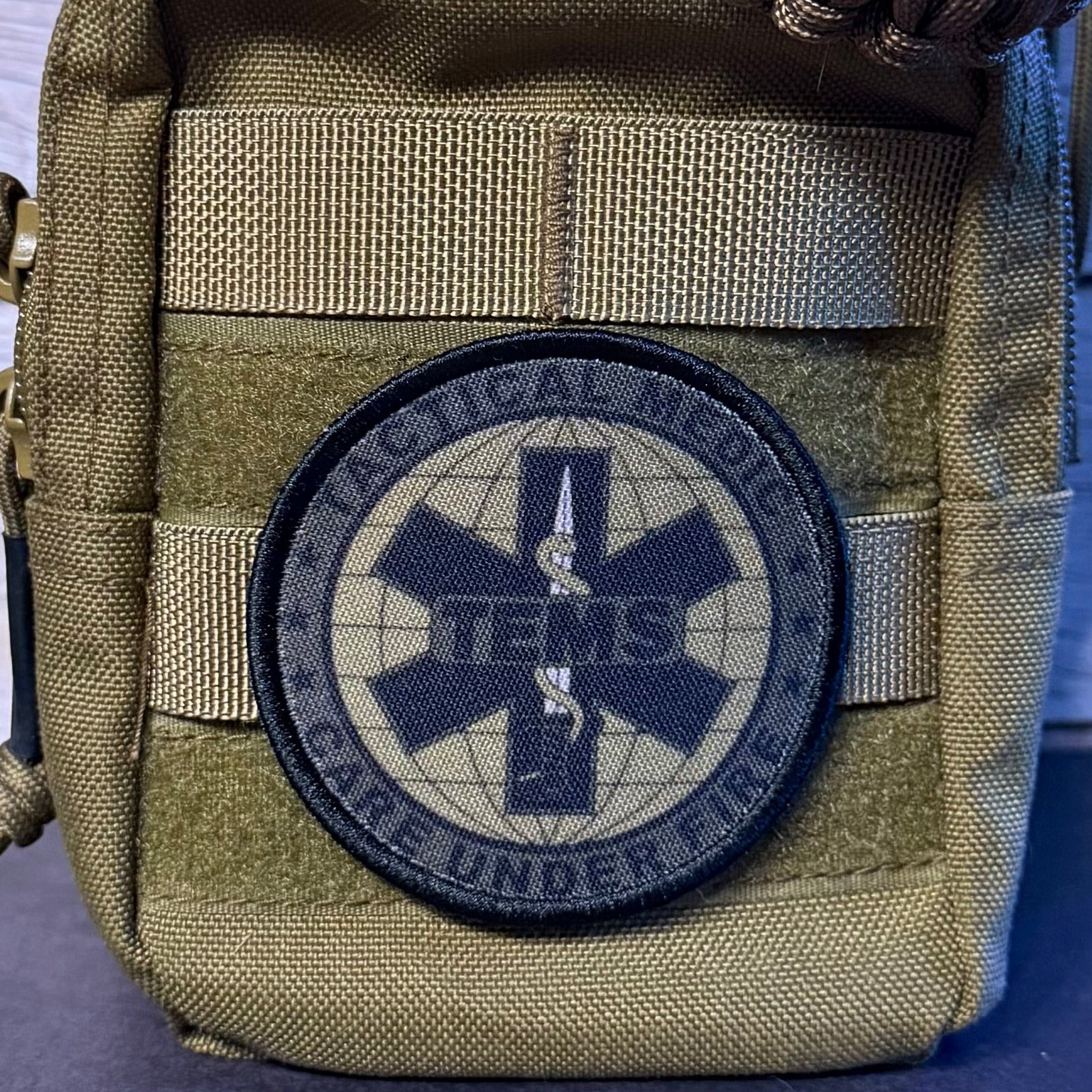 Tactical Medic TEMS Morale Patch, Care Under Fire, 3" Round | Made in USA | VELCRO® Brand Hook Backing - LoneStar Adhesive