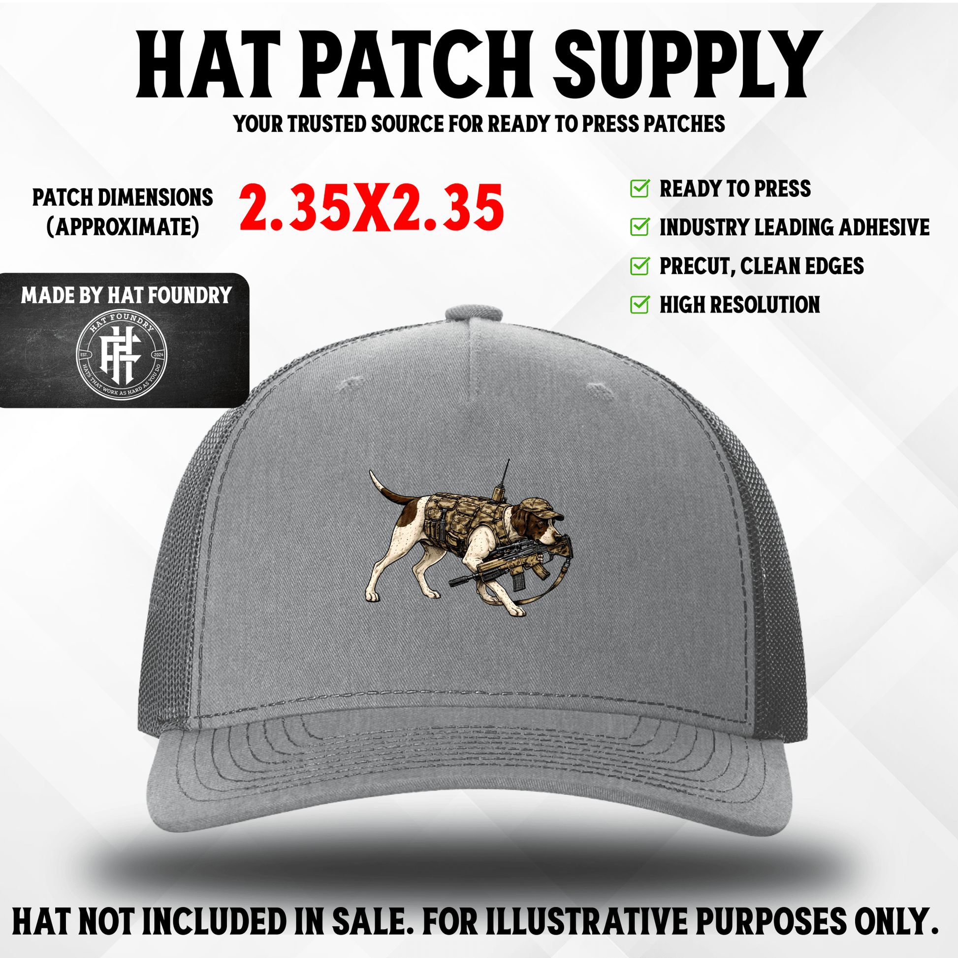 Tactical Pointer Dog UV Printed Patch - LoneStar Adhesive