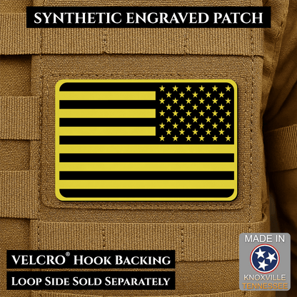 Tactical Synthetic American Flag Patch, 2x3" | Made in USA | VELCRO® Brand Hook Backing - LoneStar Adhesive