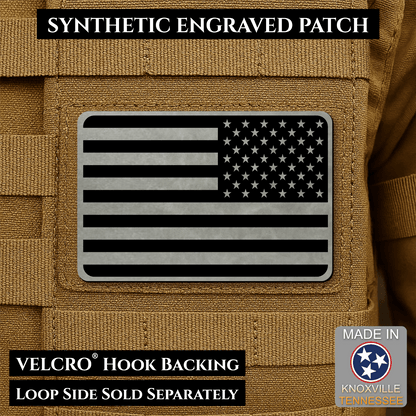 Tactical Synthetic American Flag Patch, 2x3" | Made in USA | VELCRO® Brand Hook Backing - LoneStar Adhesive