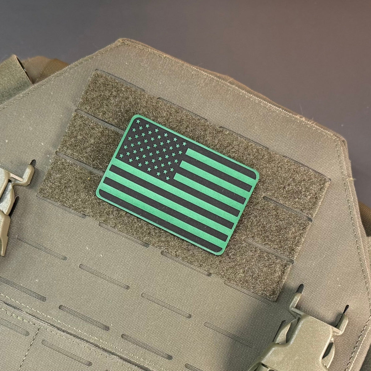 Tactical Synthetic Engraved American Flag Patch, 2x3" | Made in USA | VELCRO® Brand Hook Backing - LoneStar Adhesive